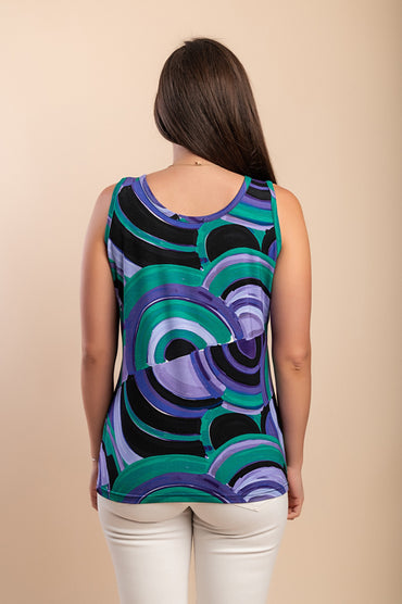Top senza maniche con stampa, viola