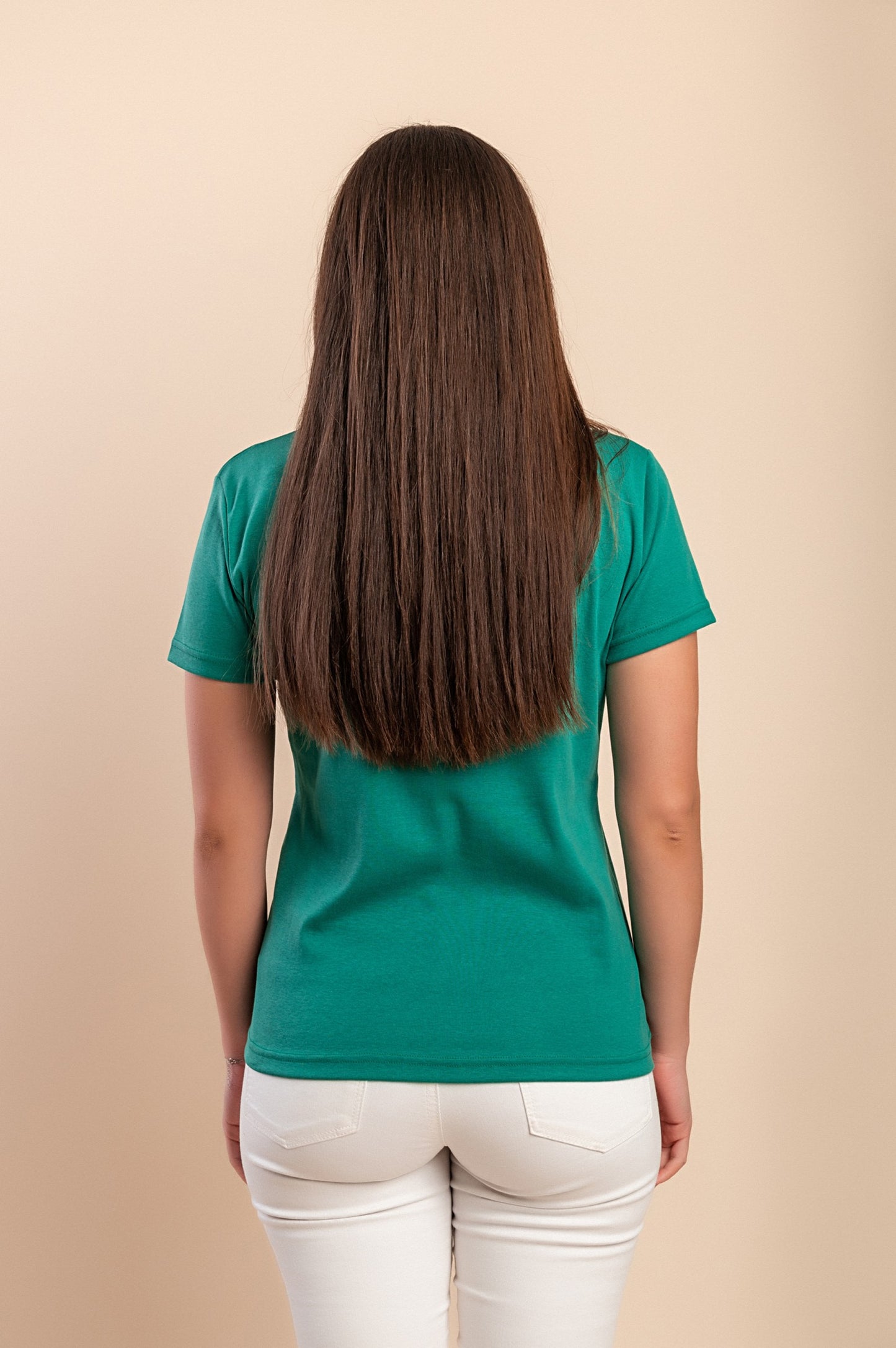 T-shirt in cotone con scollo rotondo, verde