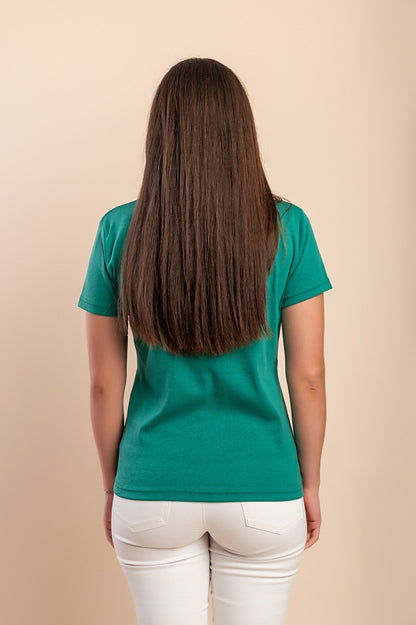 T-shirt in cotone con scollo rotondo, verde