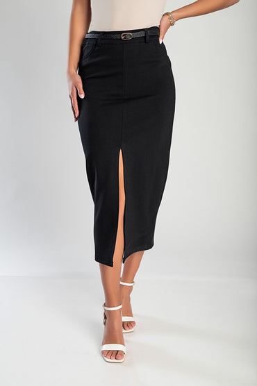 Gonna midi elegante con cintura, blu