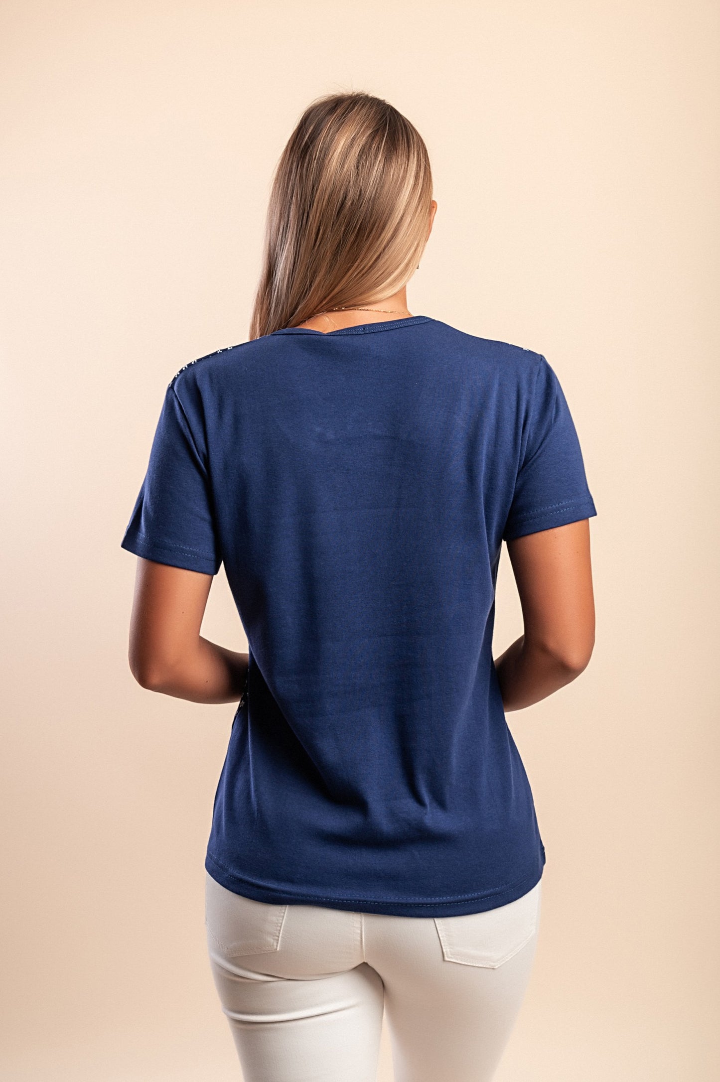 T-shirt in cotone con stampa, blu scuro