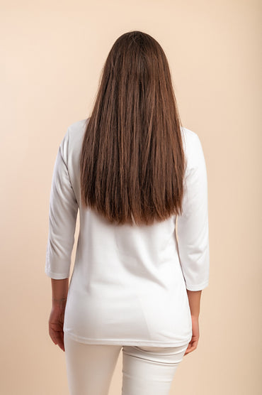 Top manica 3/4, bianco