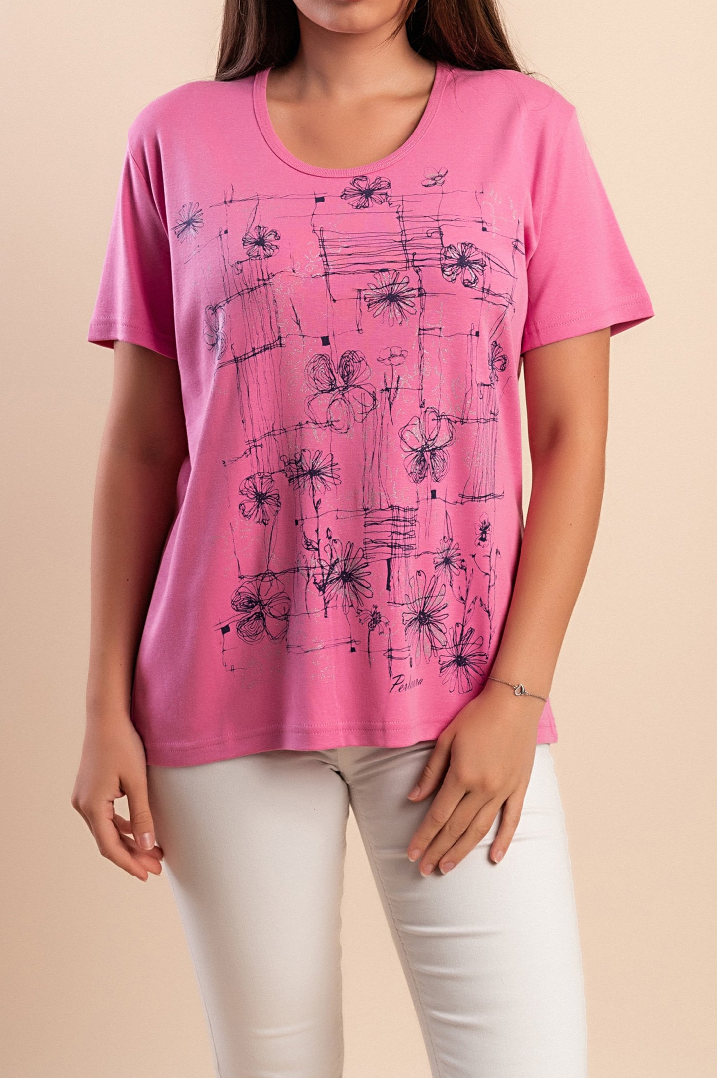 T-shirt in cotone con stampa, verde