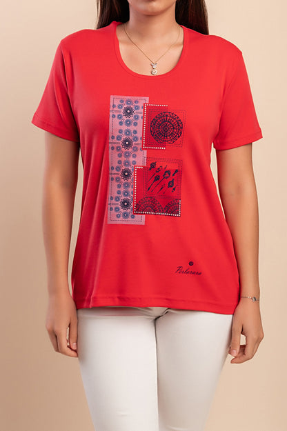 T-shirt in cotone con stampa, rosa