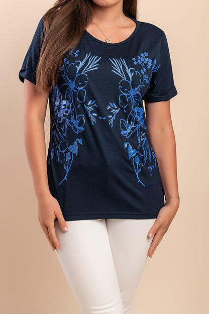 T-shirt stampata, blu scuro
