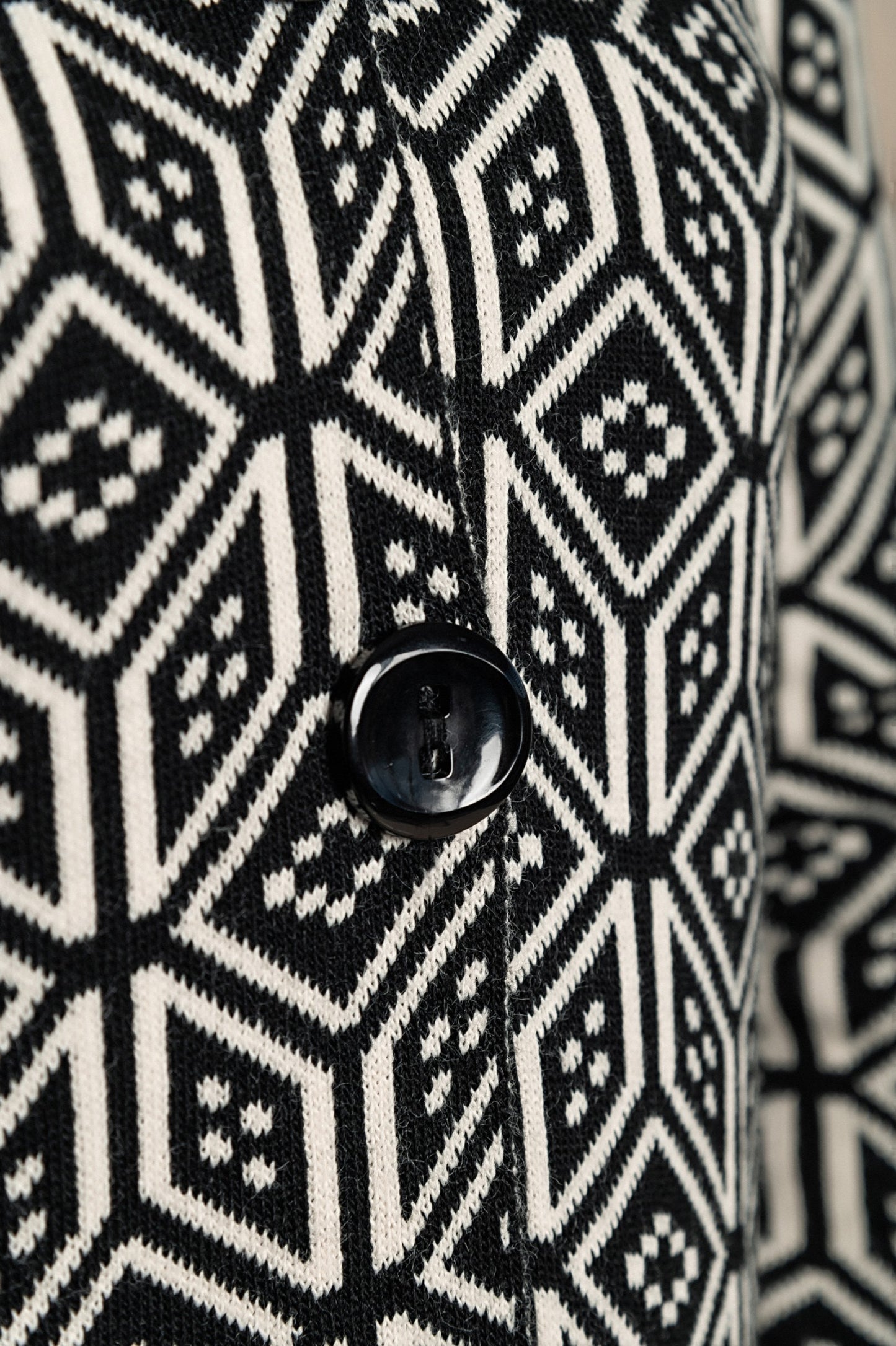 Cardigan lavorato a maglia fantasia, nero/bianco