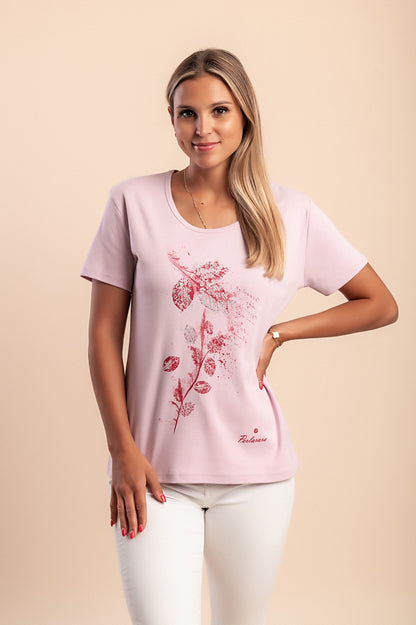 T-shirt in cotone con stampa, rosa chiaro