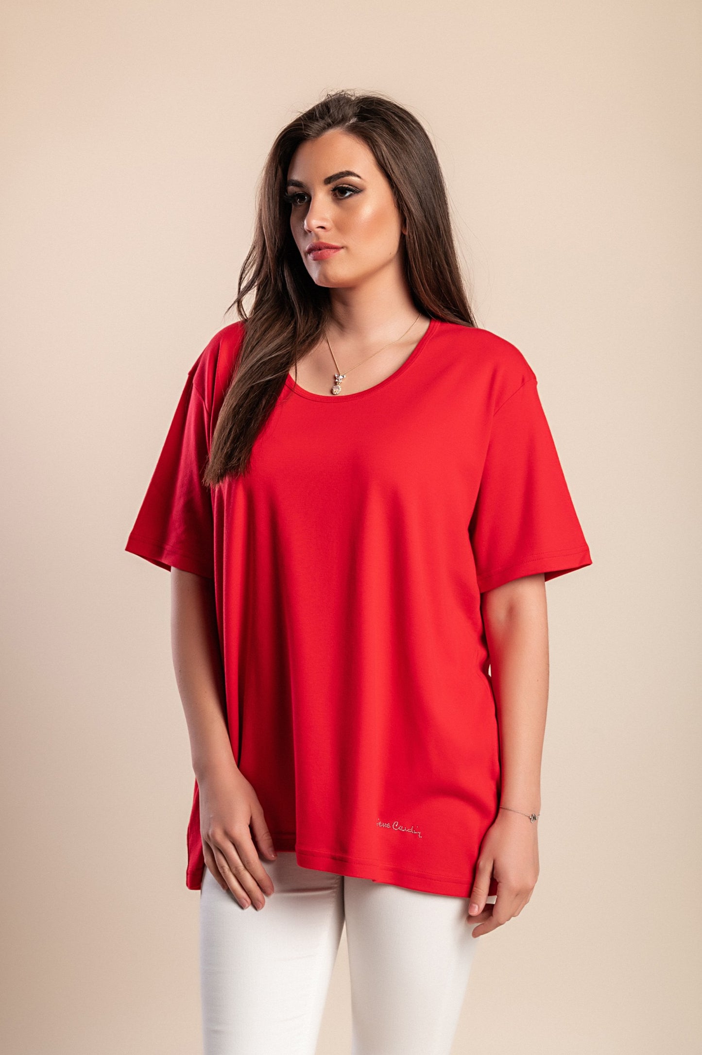 Maglietta girocollo taglie forti, nera