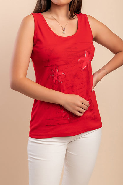 Top in cotone stampato, rosa