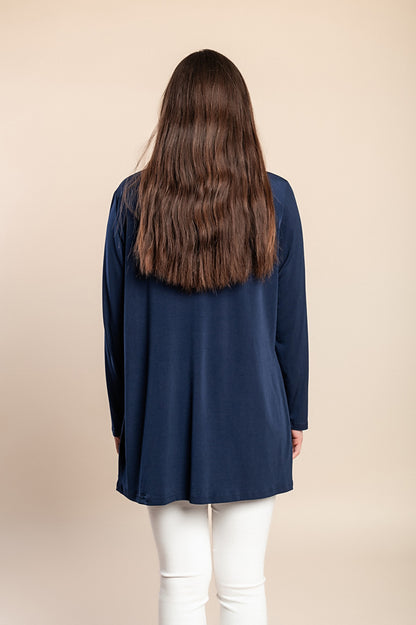 Cardigan a maniche lunghe taglie forti, blu scuro