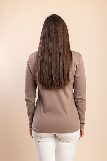 T-shirt a maniche lunghe con stampa, beige