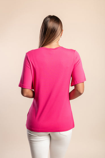 Maglietta con nodo decorativo, rosa