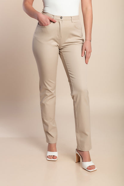 Pantaloni in cotone taglie forti, beige