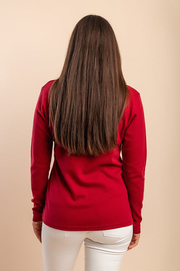 Maglia in cotone a maniche lunghe, rossa