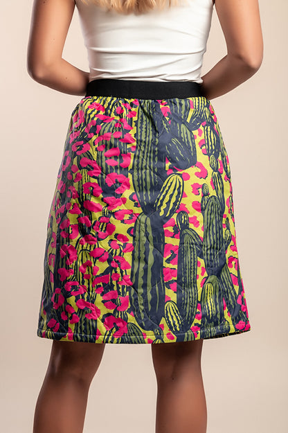 Gonna midi con stampa, verde