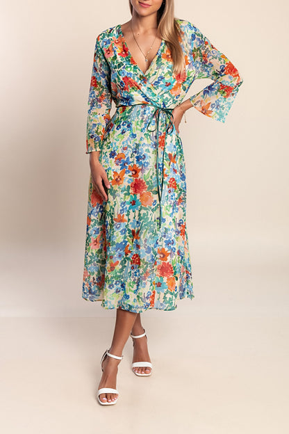 Abito con stampa floreale, blu