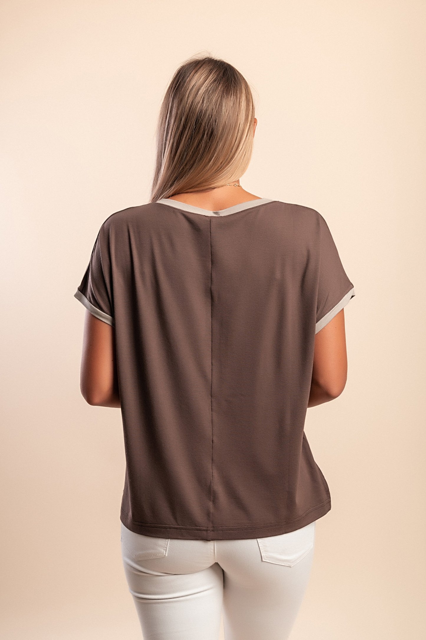 T-shirt in viscosa con rivetti decorativi, blu scuro