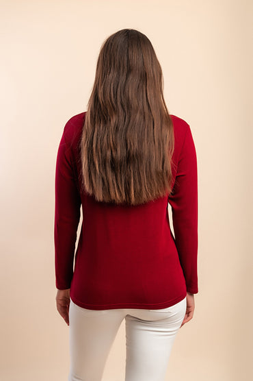Maglia in cotone a maniche lunghe, bordeaux