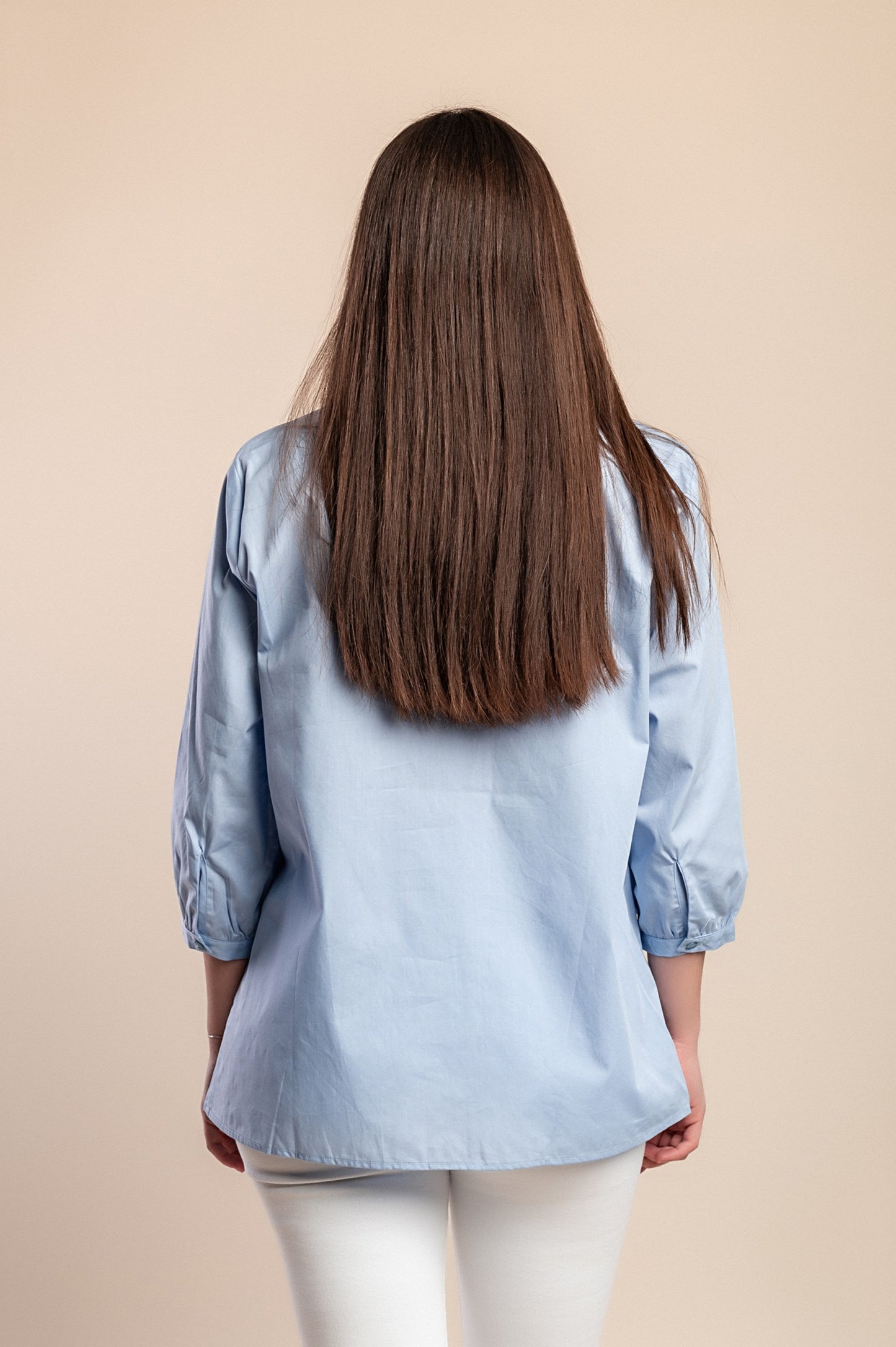 Camicetta in cotone taglie forti, azzurra