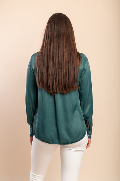 Camicetta taglie forti con bottoni, verde
