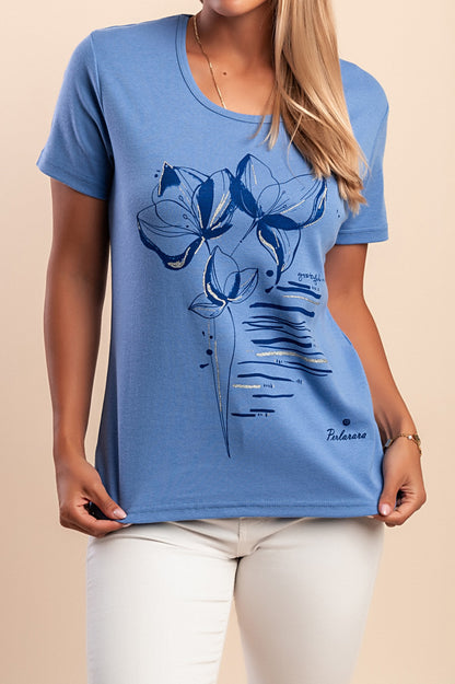 T-shirt in cotone con stampa, rosa chiaro