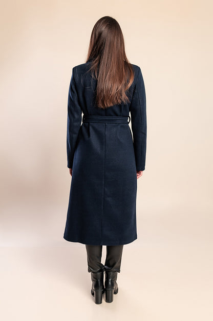 Elegante cappotto lungo con bottoni, color cammello