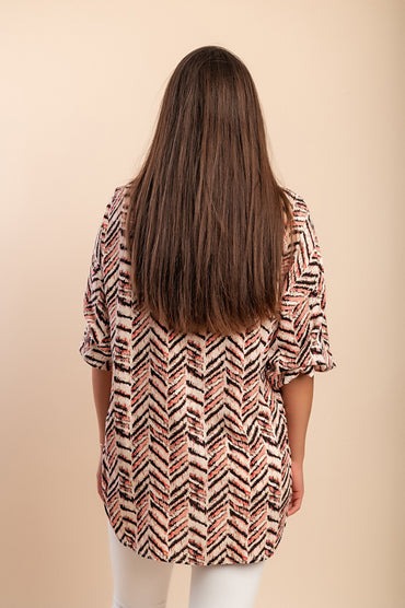 Blusa stampata, beige