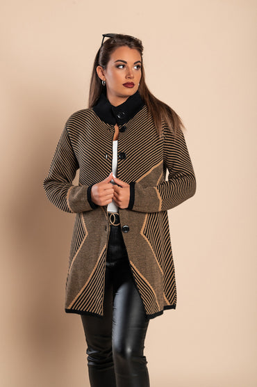 Cardigan lavorato a maglia con motivo, nero