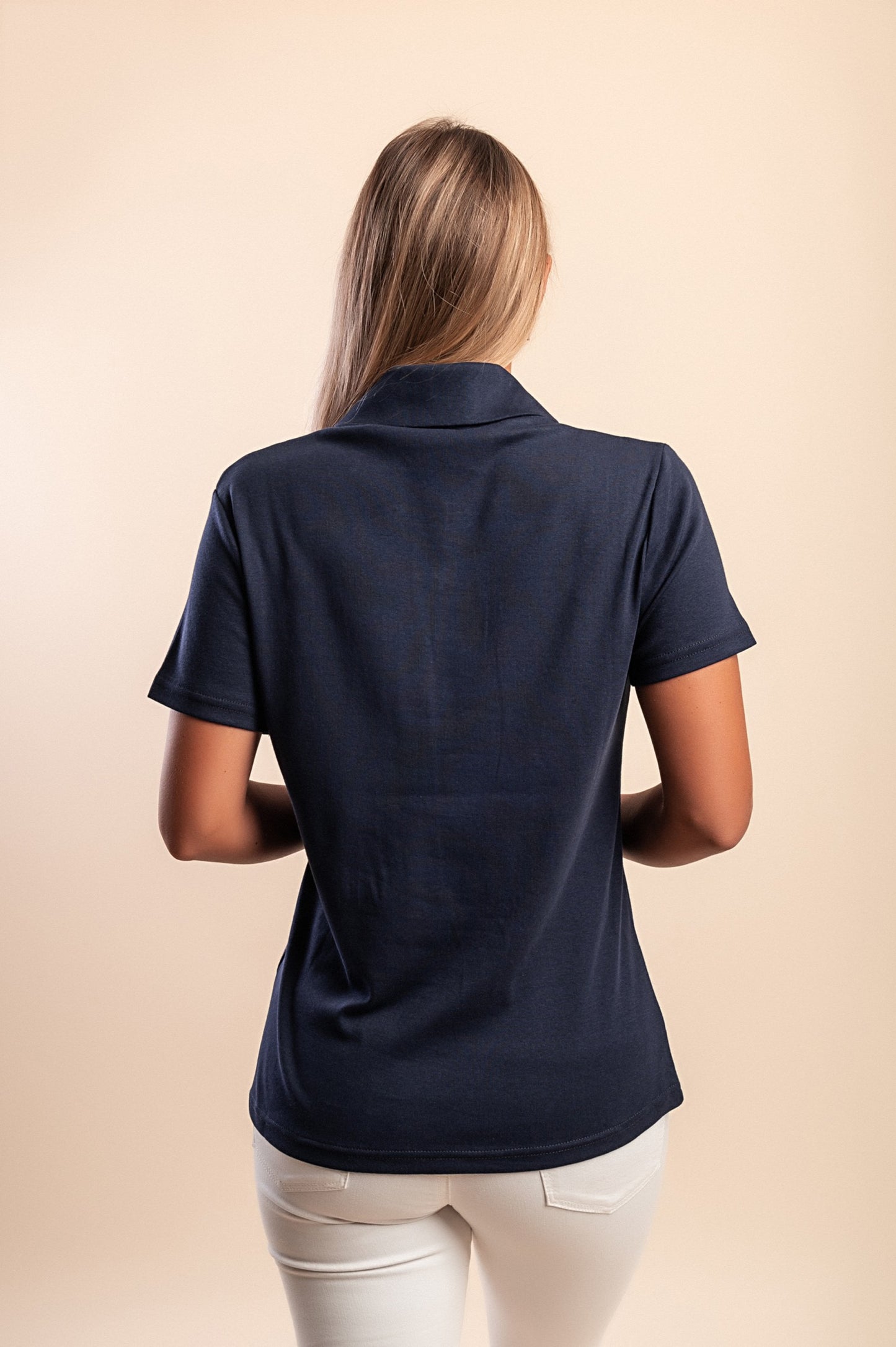 T-shirt in cotone con colletto, turchese