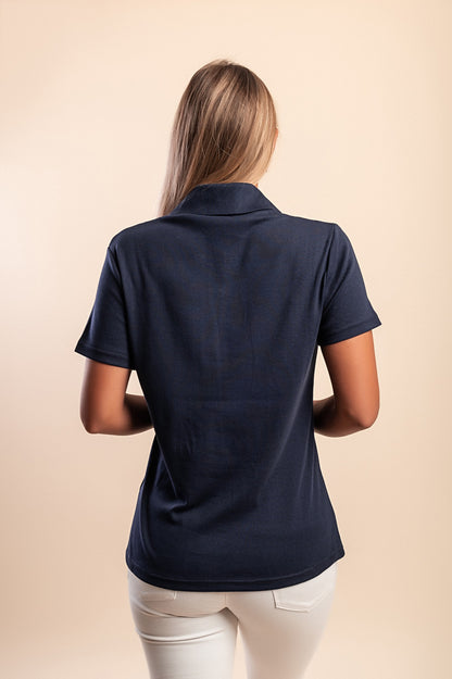 T-shirt in cotone con colletto, turchese