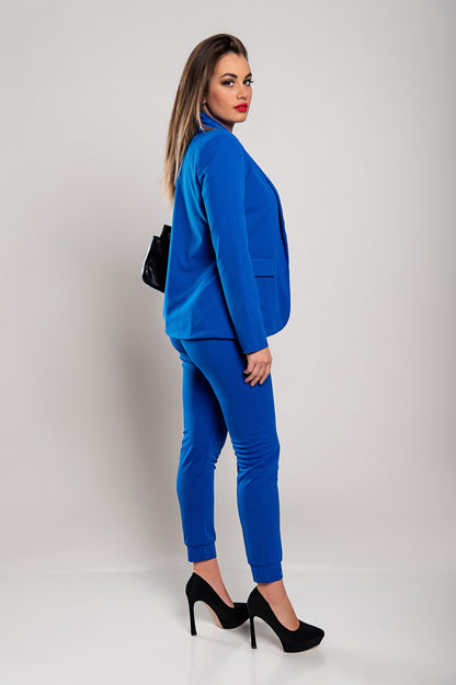 Completo di pantaloni e blazer elegante senza lettere Estrena, nero-nero