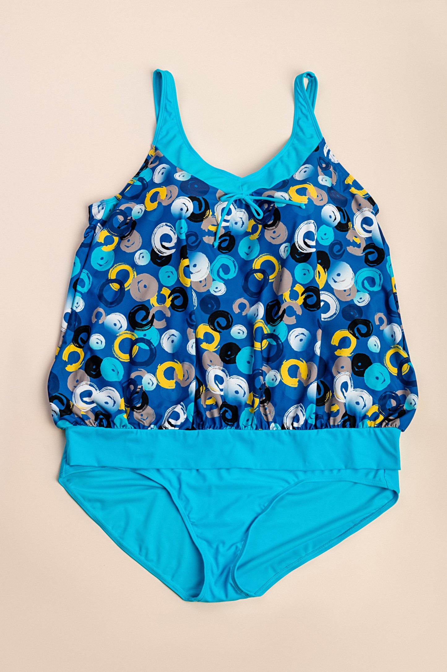 Costume da bagno stampato taglie forti, blu