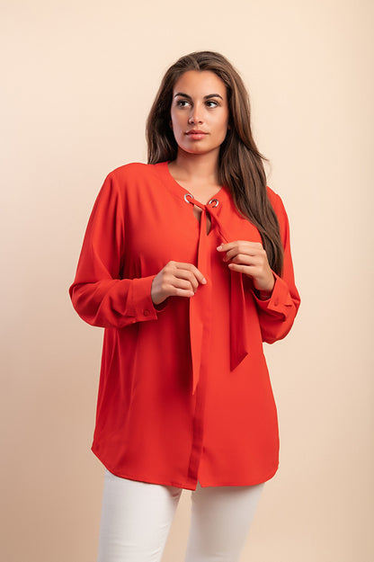 Blusa elegante taglia forte, rossa