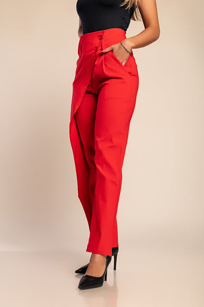 Pantaloni eleganti con volant, neri