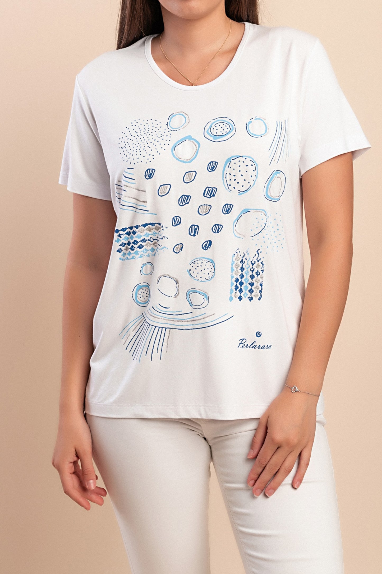 T-shirt in cotone con stampa, bianca