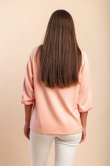 Camicetta a maniche lunghe taglie forti, rosa chiaro