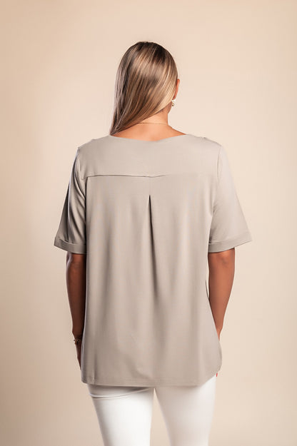 T-shirt con scollo rotondo, beige