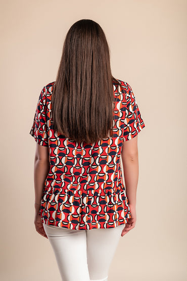 Camicetta taglie forti con maniche corte, rossa