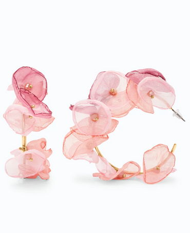 Eleganti orecchini con fiori, rosa