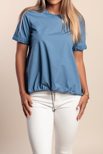Maglia in cotone a maniche corte, blu