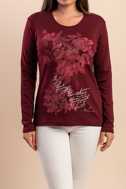 T-shirt a maniche lunghe con stampa, bianca
