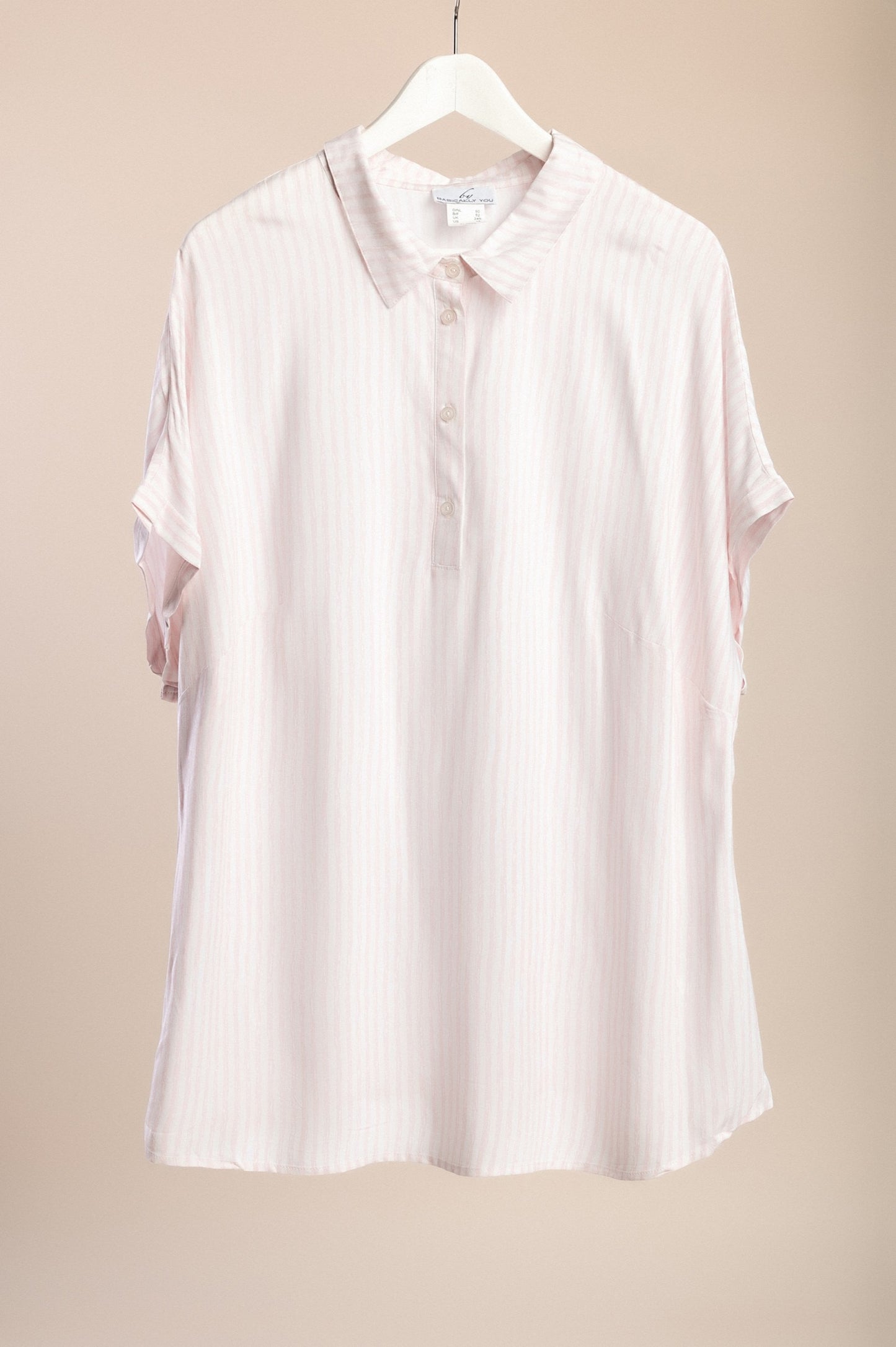 Camicia con colletto taglie forti, rosa chiaro