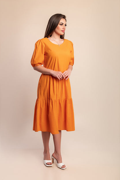 Abito in cotone largo, arancione
