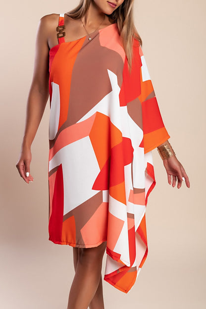 Mini elegante vestito con stampa, rossa