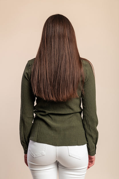 Camicetta con scollo a "V", verde