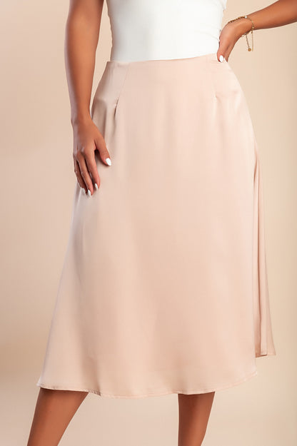 Gonna midi in raso imitazione, beige