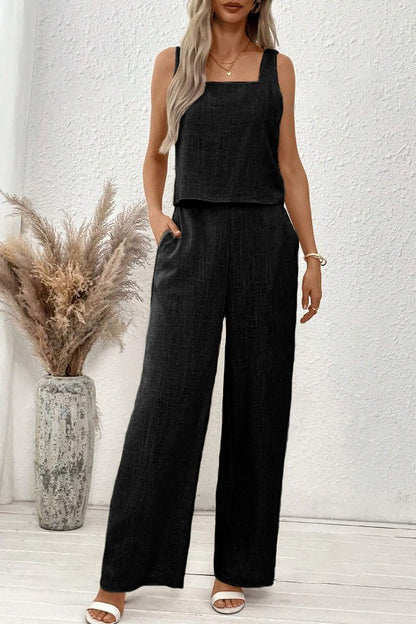 Set top e pantaloni lunghi, beige