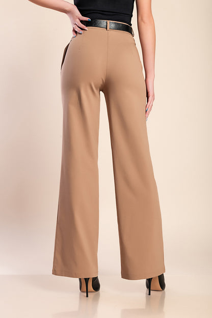 Pantaloni eleganti a vita alta, beige