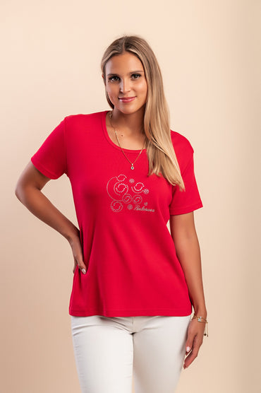 Maglietta con scollo tondo, rossa