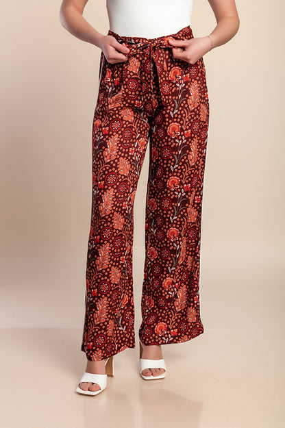 Pantaloni lunghi con stampa, bordeaux